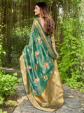 Green Cotton Saree With Blouse Piece