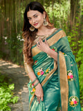 Green Cotton Saree With Blouse Piece