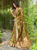 Green Cotton Saree With Blouse Piece