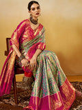 Green Silk Festive Wear Saree With Blouse Piece