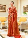 Orange Sequins Saree With Blouse Piece