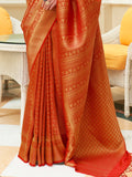 Orange Sequins Saree With Blouse Piece