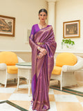 Purple Sequins Saree With Blouse Piece