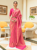 Pink Sequins Saree With Blouse Piece