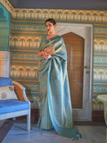 Sea Green Art Silk Saree With Blouse Piece