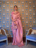 Pink Art Silk Saree With Blouse Piece