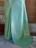 Cyan Art Silk Saree With Blouse Piece