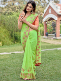 Green Georgette silk Saree With Blouse Piece