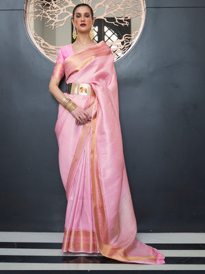 Pink Art Silk Saree With Blouse Piece