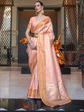 Peach Art Silk Saree With Blouse Piece