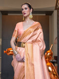 Peach Art Silk Saree With Blouse Piece