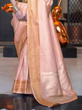 Peach Art Silk Saree With Blouse Piece