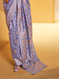 Purple Chikankari Saree With Blouse Piece