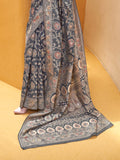 Grey Chikankari Saree With Blouse Piece