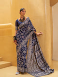 Blue Chikankari Saree With Blouse Piece