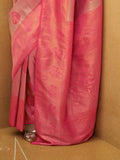 Pink Nylon Saree With Blouse Piece