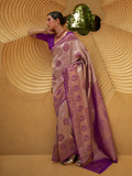 Purple Nylon Saree With Blouse Piece