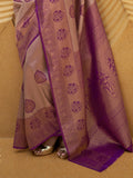 Purple Nylon Saree With Blouse Piece