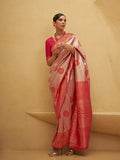 Red Nylon Saree With Blouse Piece