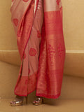 Red Nylon Saree With Blouse Piece