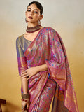 Burgundy Silk Festive Wear Saree With Blouse Piece