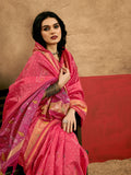 Red Patola Silk Saree With Blouse Piece