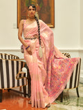 Pink Kashmiri Modal Saree With Blouse Piece