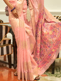 Pink Kashmiri Modal Saree With Blouse Piece