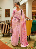 Pink Kashmiri Modal Saree With Blouse Piece