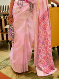 Pink Kashmiri Modal Saree With Blouse Piece