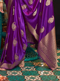 Purple Satin Saree With Blouse Piece