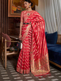 Red Organza Saree With Blouse Piece