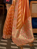 Orange Organza Saree With Blouse Piece