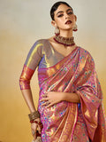 Burgundy Silk Festive Wear Saree With Blouse Piece