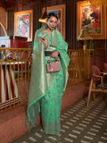 Green Tussar Silk Saree With Blouse Piece