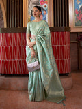 Green Art Silk Saree With Blouse Piece