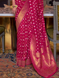 Pink Khadi Copper Zari Saree With Blouse Piece