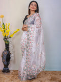 White Organza Saree With Blouse Piece