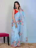 Sky Organza Saree With Blouse Piece