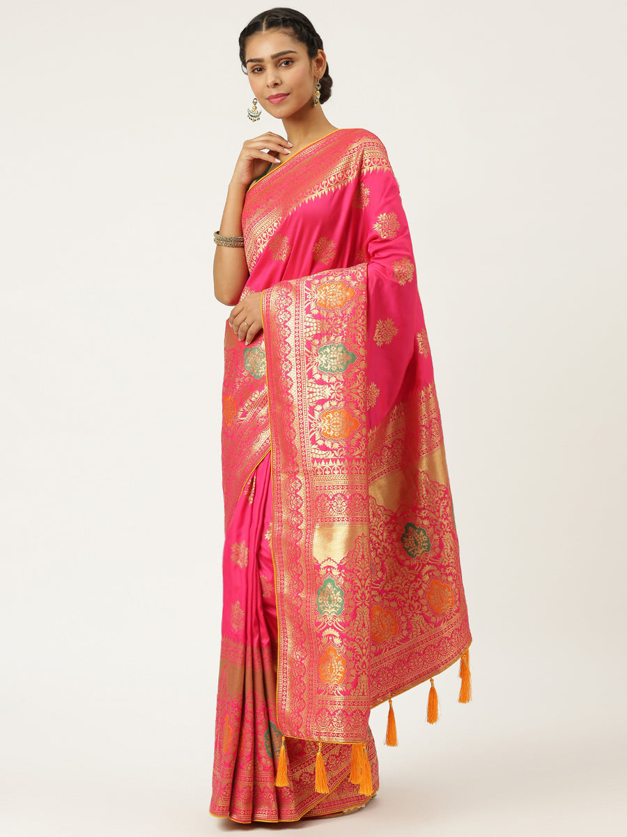 Buy the amazing Rani pink designer banarasi saree - Karagiri