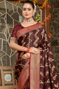 Brown Silk Saree With Blouse Piece