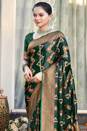 Green Silk Saree With Blouse Piece