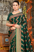 Green Silk Saree With Blouse Piece