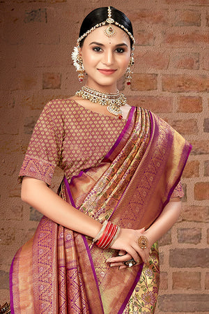 Purple Silk Saree With Blouse Piece