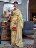 Yellow Linen Saree With Blouse Piece