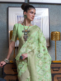 Green Linen Saree With Blouse Piece