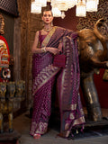 Purple Satin Saree With Blouse Piece