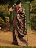 Maroon Satin Saree With Blouse Piece