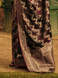 Maroon Satin Saree With Blouse Piece