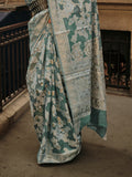 Green Organza Chickankari Saree With Blouse Piece